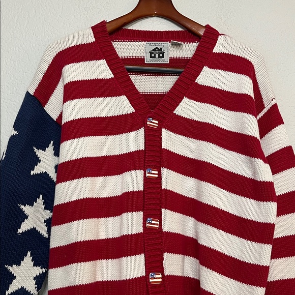 Vintage Storybook Knits Patriotic Cardigan Sweater - Picture 2 of 14